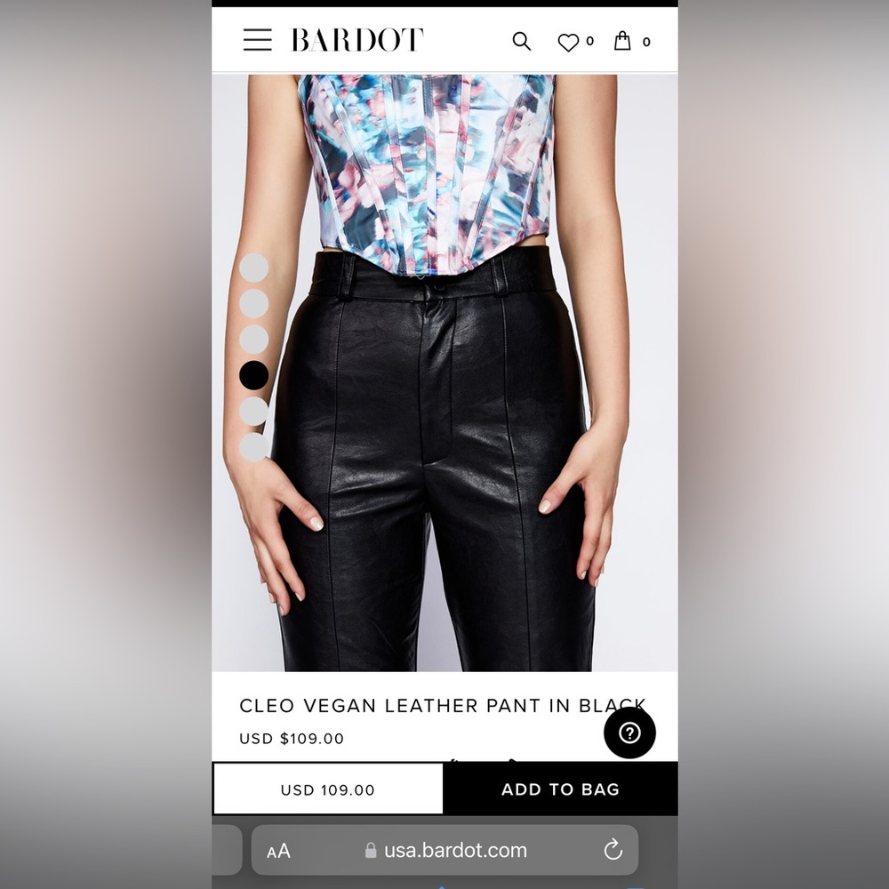 BARDOT black leather pants worn once